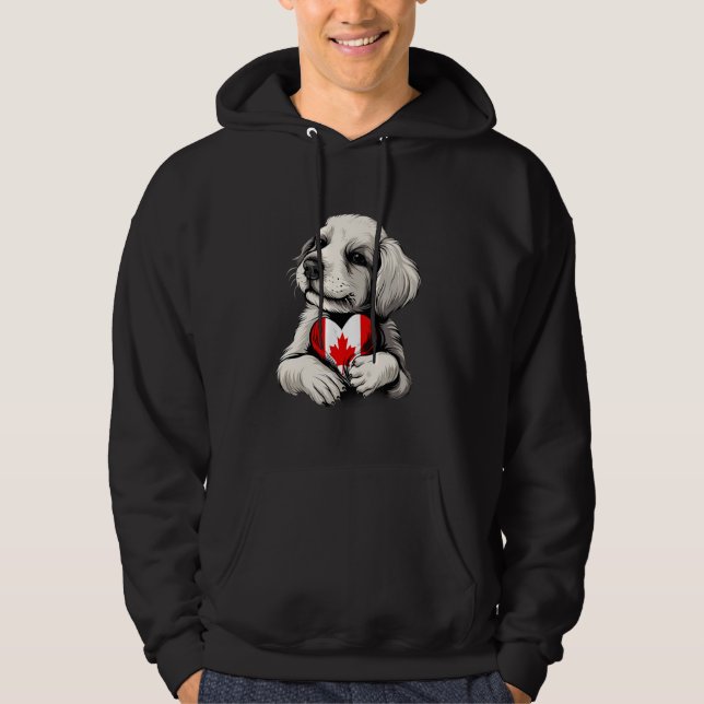 Veste À Capuche Drapeau du Canada Fierté canadienne Cœur Chien Can (Devant)