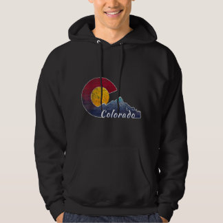 Veste À Capuche Drapeau du Colorado Paysage de montagne à thème Co