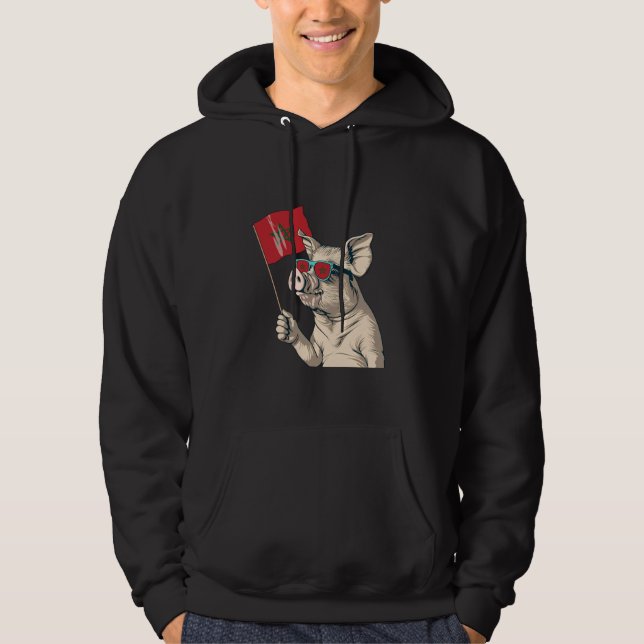 Veste À Capuche Drapeau du Maroc Cochon Racines Marocaines Fierté  (Devant)