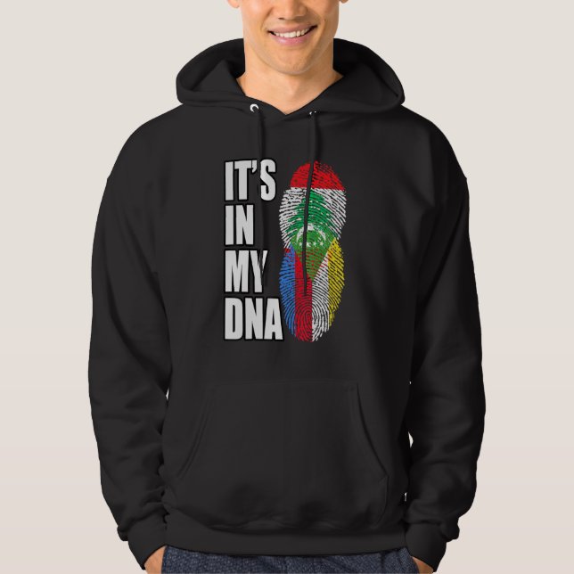 Veste À Capuche Drapeau du patrimoine ADN mixte libanais et comori (Devant)