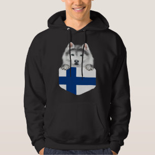 Veste À Capuche Drapeau Finlande Chien Husky Sibérien Dans La Poch
