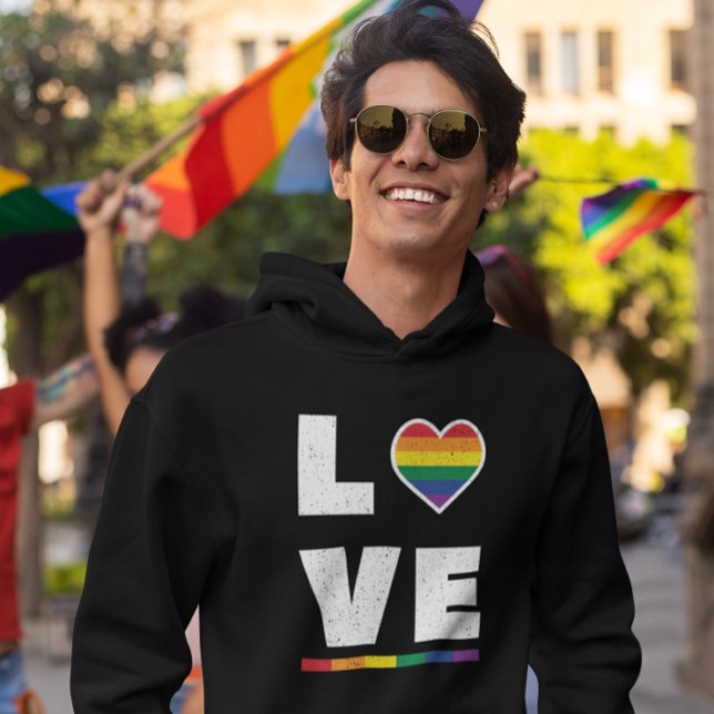 Veste À Capuche Drapeau Gay pride LGBTQ Distressed Grunge Love (Créateur téléchargé)