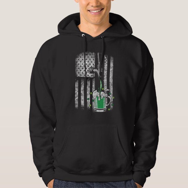 Veste À Capuche Drapeau irlandais Shamrock de la bière St Patrick' (Devant)