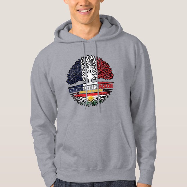 Veste À Capuche Drapeau Kurdistan Français France Arbre (Devant)