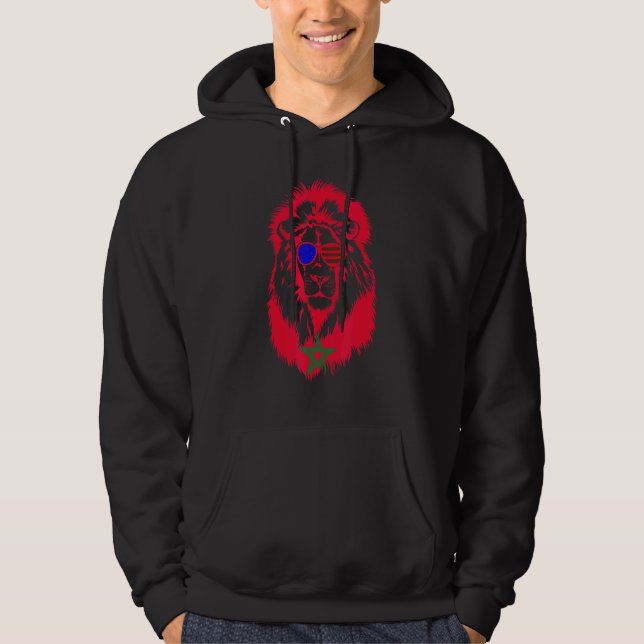Veste À Capuche Drapeau Marocain Américain Maroc Soccer Supp (Devant)