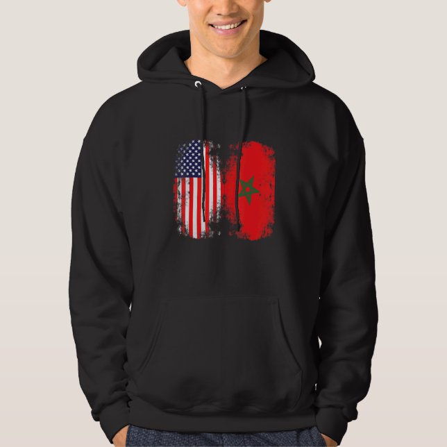 Veste À Capuche Drapeau Marocain Américain Maroc Soccer Supp (Devant)