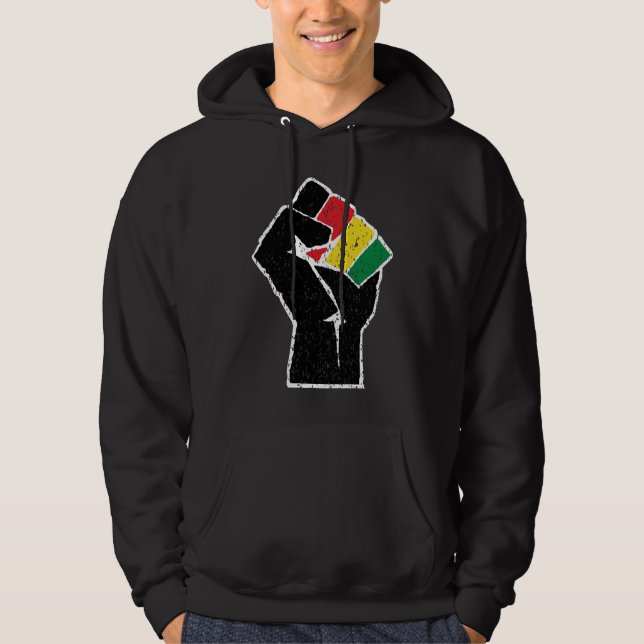 Veste À Capuche Drapeau panafricain Poing, Histoire noire afro-amé (Devant)