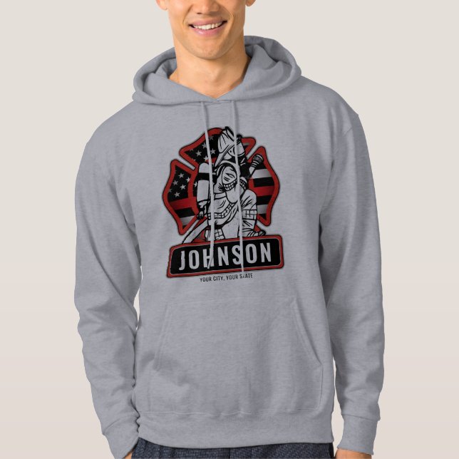 Veste À Capuche Drapeau patriotique personnalisé de pompier (Devant)