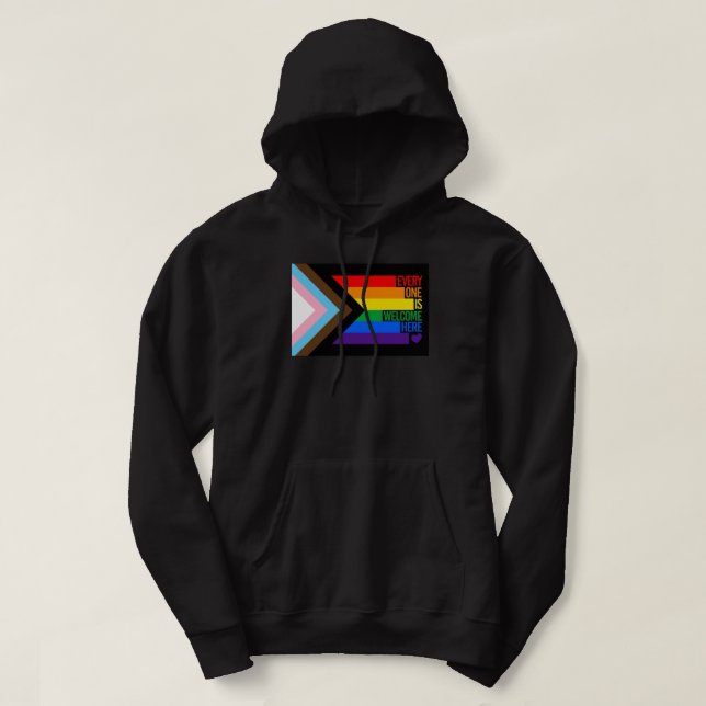 Veste À Capuche Drapeau Progress Pride (Tout le monde est le bienv (Design devant)