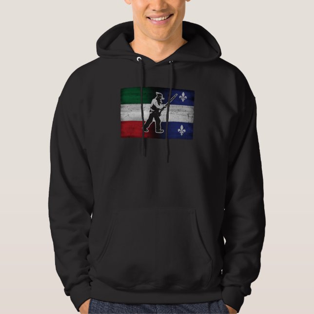 Veste À Capuche Drapeau Québec et Patriote Henri Julien érodé (Devant)