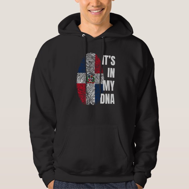 Veste À Capuche Drapeau République Dominicaine empreintes digitale (Devant)