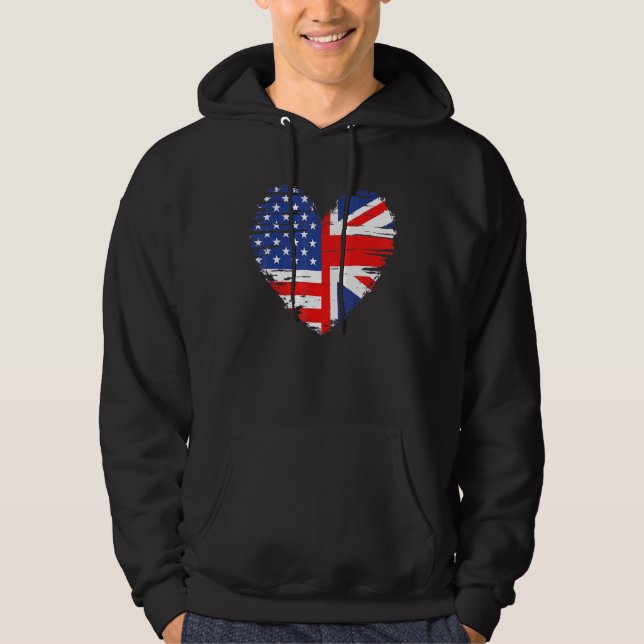 Veste À Capuche Drapeau Union Jack Angleterre Et Drapeau Américain (Devant)