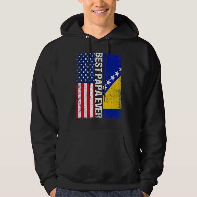 Veste À Capuche Drapeau Usa & Bosnie-Herzégovine Drapeau Best Papa (Devant)