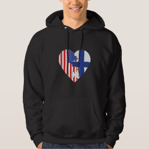 Veste À Capuche Drapeaux États-Unis et Finlande Cœur