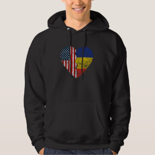 Veste À Capuche Drapeaux roumains américains Coeur États-Unis Roma