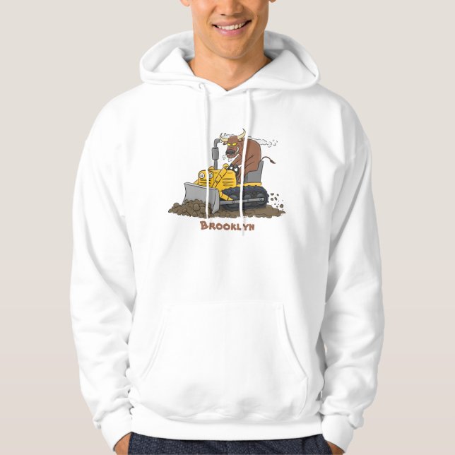 Veste À Capuche Drôle bulldozer de conduite de taureaux (Devant)