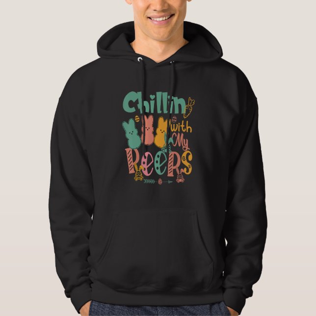Veste À Capuche Drôle Chillin Avec Mon Pëëëp Professeur Jour de Pâ (Devant)