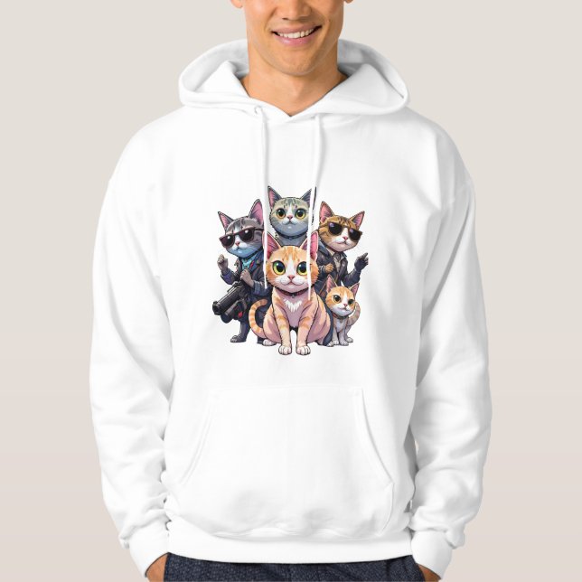 Veste À Capuche Drôle Cool Pull de chats pour Amoureux de les chat (Devant)