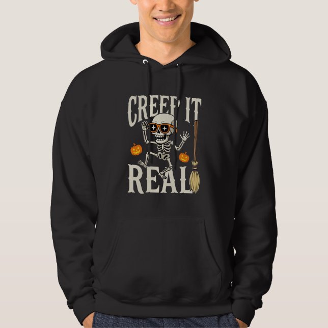 Veste À Capuche Drôle de squelette dansant Halloween Creep It Real (Devant)
