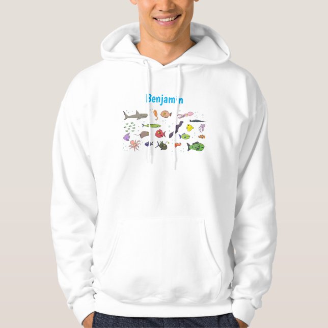 Veste À Capuche Drôle des créatures marines dessin motif (Devant)