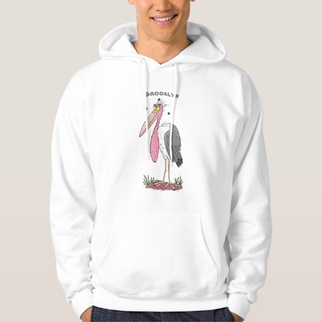 Veste À Capuche Drôle dessin animé de cigogne en marabou (Devant)