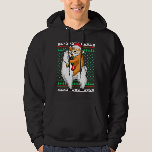 Veste À Capuche Drôle Noël Père Noël Sloth Llama Happy (Devant)