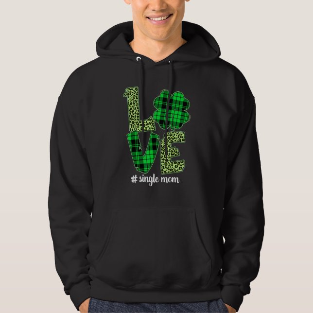 Veste À Capuche Drôle Plaid Shamrock Amour Single Maman Leopard St (Devant)