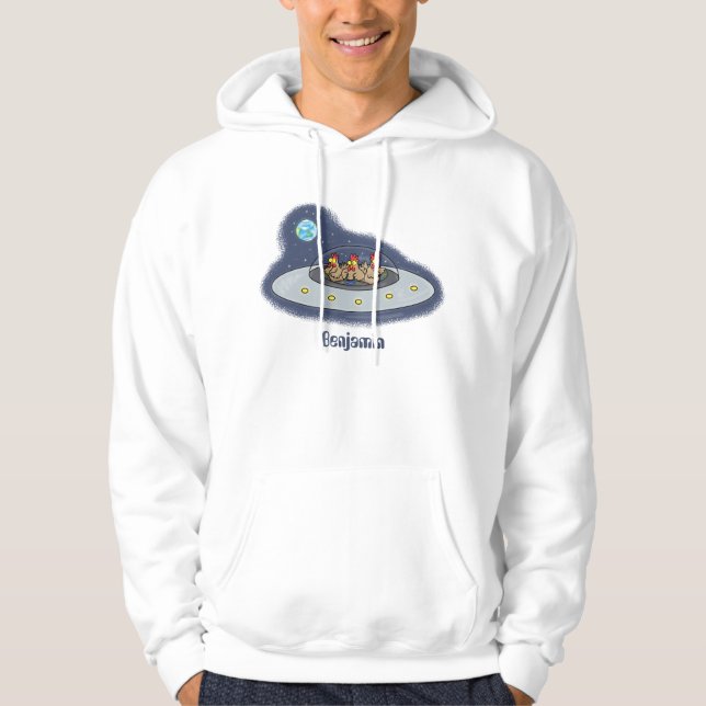 Veste À Capuche Drôle poule dans l'espace dessin animé (Devant)