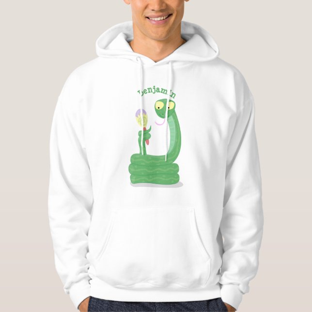 Veste À Capuche Drôle serpent vert avec caricature maraca (Devant)