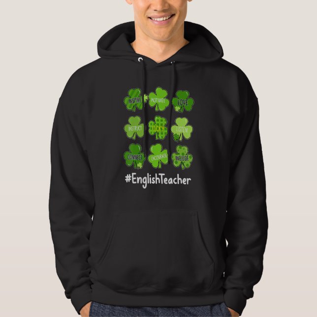 Veste À Capuche Drôle Shamrock Enseigner Amour Anglais Enseignant  (Devant)