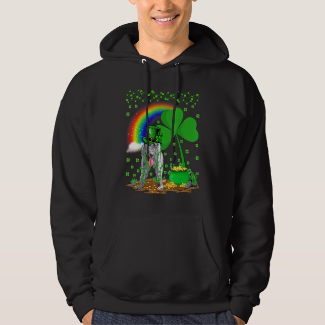 Veste À Capuche Drôle Shamrock Rainbow Irish Wolfhound Dog St Part (Devant)