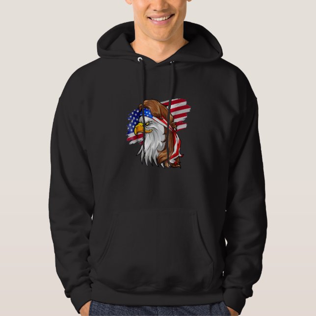 Veste À Capuche Eagle Mulle Hommes 4 juillet Drapeau Américain (Devant)