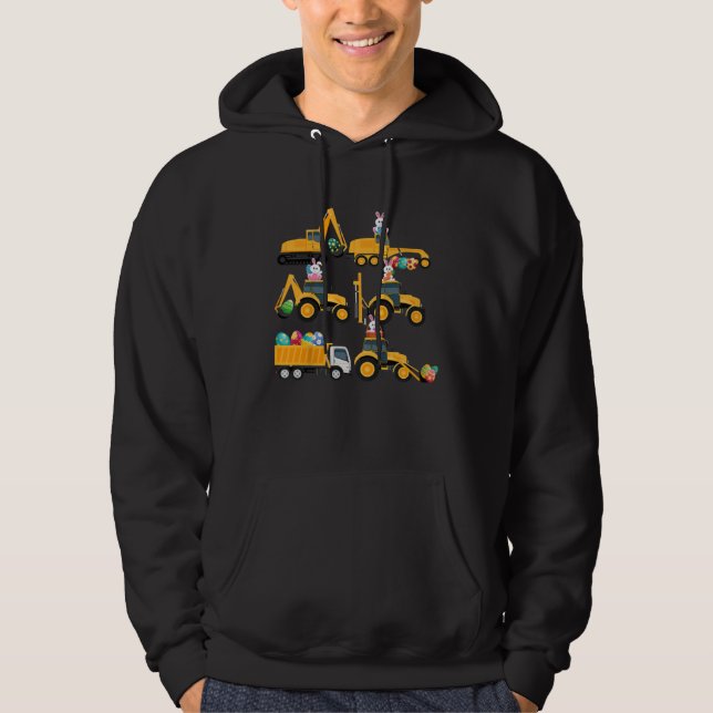 Veste À Capuche Easter day Bunny Construction Trucks  Boys Kids To (Devant)