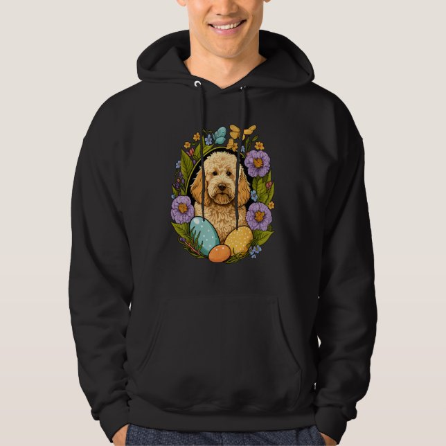 Veste À Capuche Easter Golden Doodle Bunny Eggs Dog on Easter Gold (Devant)