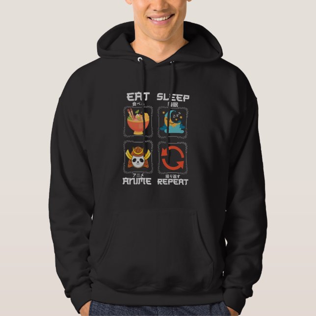 Veste À Capuche Eat Sleep Anime Repeat Cute | for Anime Lover (Devant)