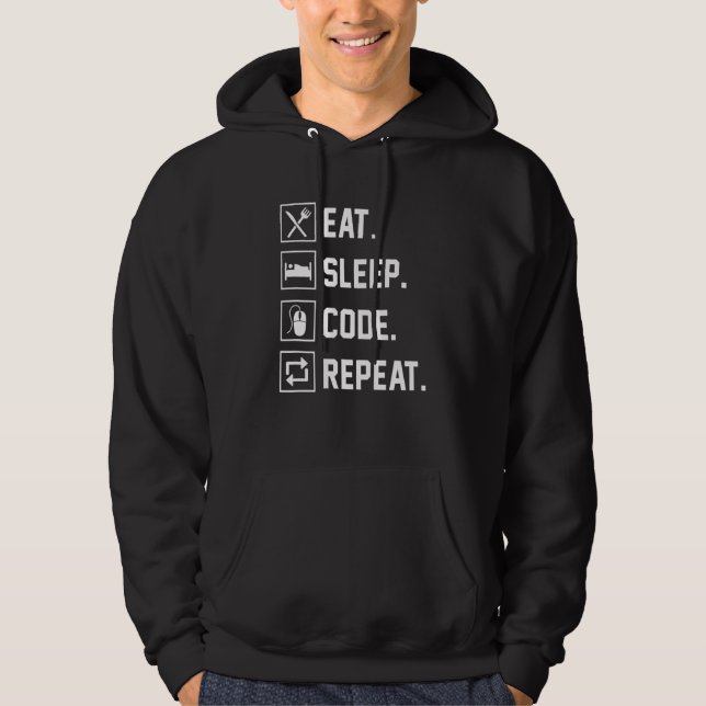 Veste À Capuche Eat Sleep Code Repeat Coder Programmer Logiciel De (Devant)