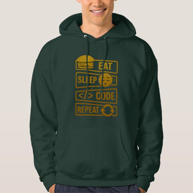 Veste À Capuche Eat Sleep Code Repeat – Gold Tech Lifestyle Design (Devant)