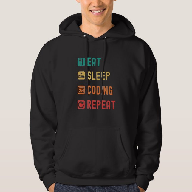 Veste À Capuche Eat sleep coding repeat with tick check boxes (Devant)
