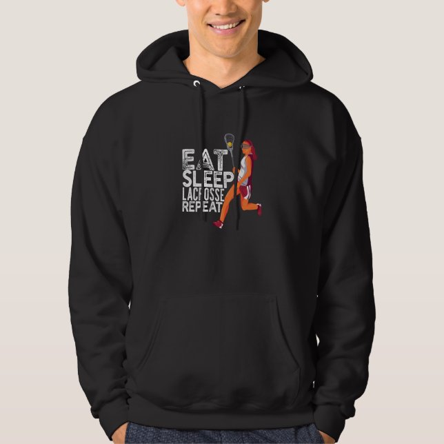 Veste À Capuche Eat Sleep Lacrosse Repeat Play Practice Train Comp (Devant)