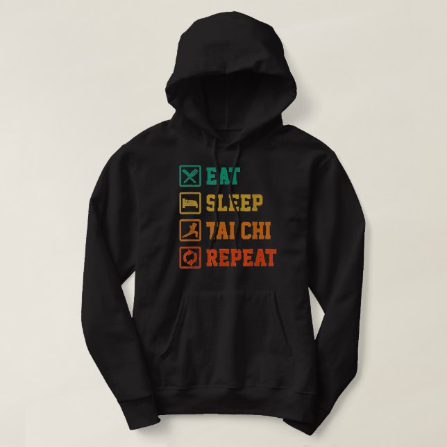 Veste À Capuche Eat Sleep Repeat Taekwondo Tai Chi Martial Fi (Design devant)
