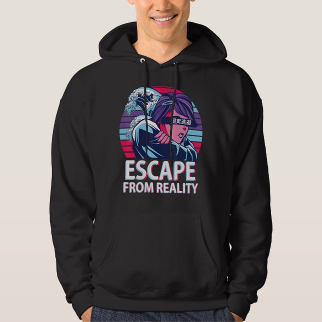 Veste À Capuche Échapper de la réalité Vaporwave esthétique Japona (Devant)