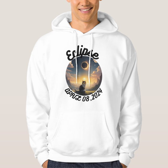 Veste À Capuche Éclipse solaire, 2024 Chat Portant des éclips sola (Devant)