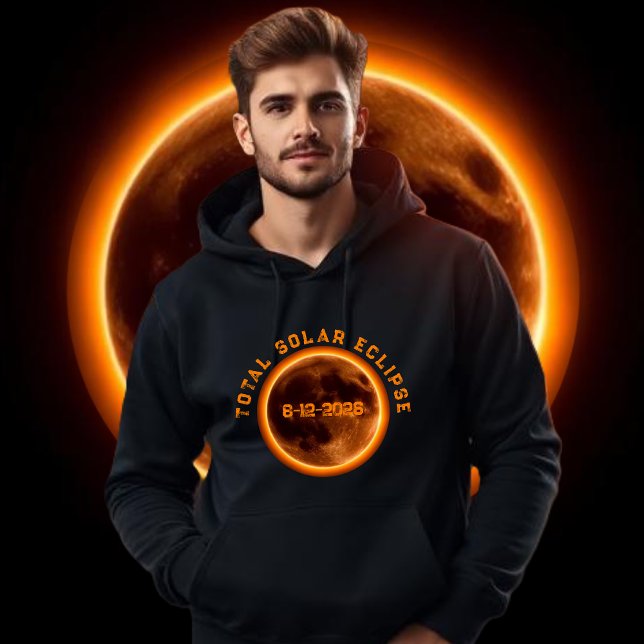 Veste À Capuche Éclipse solaire totale 2026 (Total Solar Eclipse 2026-  Hoodie August 12 2026 )