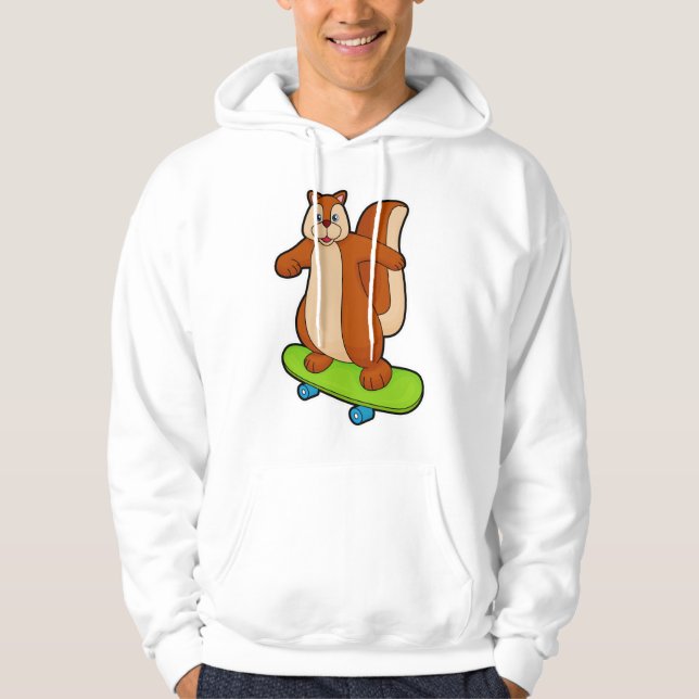 Veste À Capuche Écureuil comme patineur avec skateboard (Devant)