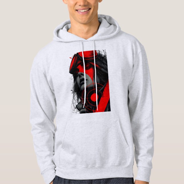 Veste À Capuche Edgy Cyberpunk Dystopian Girl Red Target Hoodie (Devant)