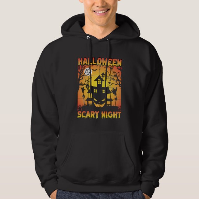 Veste À Capuche Éffrayant Haunted Citrouille Halloween graphique (Devant)