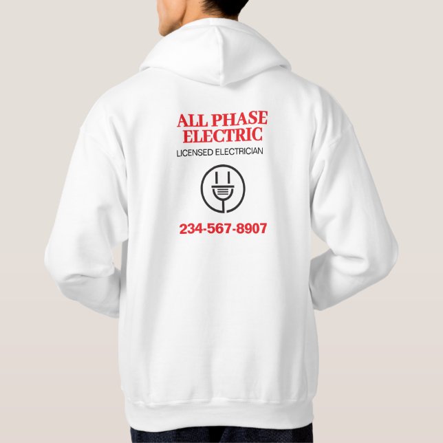 Veste À Capuche Électricien Professionnel Publicité (Dos)