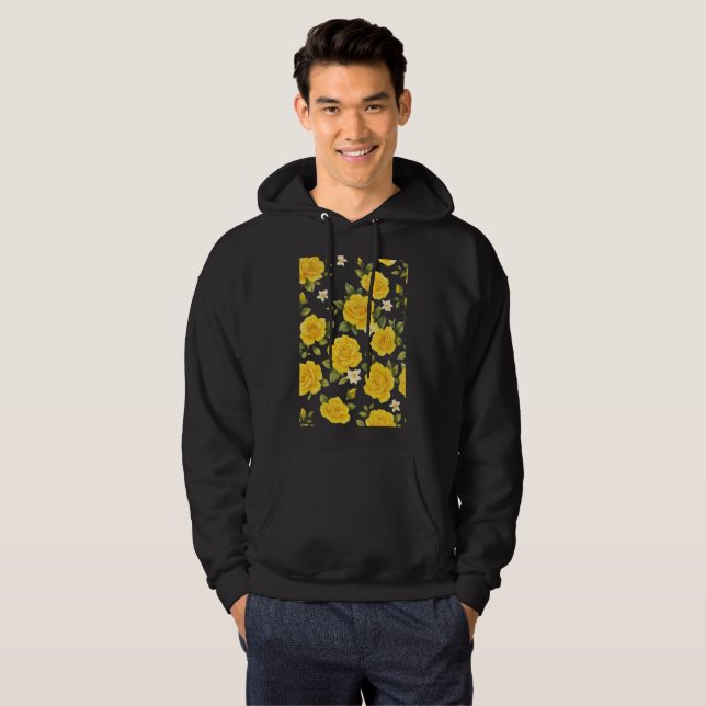 Veste À Capuche Elégance Rose d'or sur le noir (Devant entier)