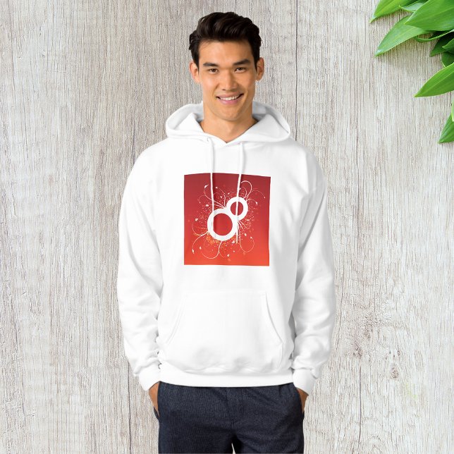 Veste À Capuche Élégant Floral Numéro 8 Abstrait Rouge (Créateur téléchargé)