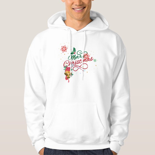 Veste À Capuche Elégante T-shirt calligraphie "Joyeux Noël" avec (Devant)